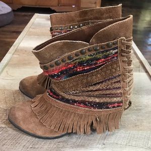 Naughty Monkey fringed suede booties 7.5